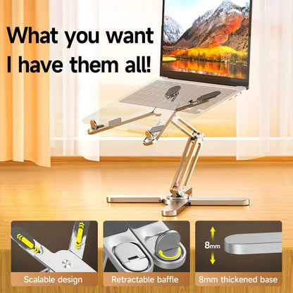 Foldable Laptop Stand 360°Rotating Portable Notebook Bracket Heat Dissipation Aluminum Alloy Holder for Laptop Ipad Tablet Dock