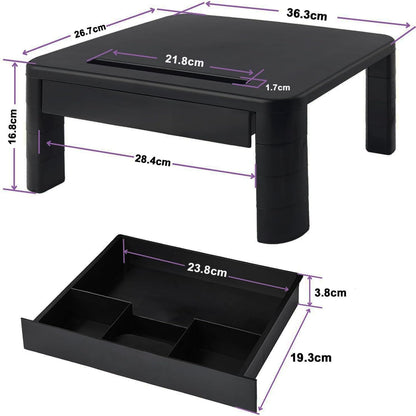 Monitor Stand with Drawer - Laptop Stand for Desk, 4 Height Adjustable Monitor Riser and Cellphone Holder, Computer Stand for Printer, Notebook, Home, Office