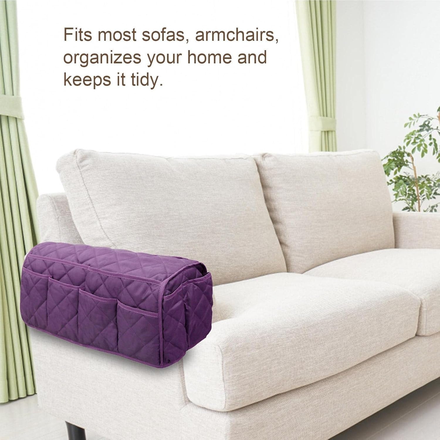Sofa Armchair Organiser, 14 Pocket Arm Rest Caddy, Tidy Table & Bedside Chair Caddy, TV Remote Control & Phone Pockets Home Organiser