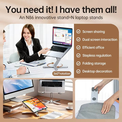 Foldable Laptop Stand 360°Rotating Portable Notebook Bracket Heat Dissipation Aluminum Alloy Holder for Laptop Ipad Tablet Dock