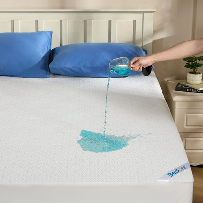 【Summerwins】Bedlore Waterproof Fitted Sheet - Soft & Breathable Mattress Protector,4-Grid Pattern,Stretch Pockets Fit 6-18" Mattresses,Waterproof Sheet, Protective Sheets, Spillproof Fitted Sheets