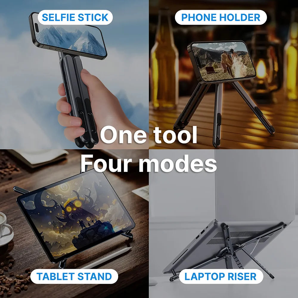 Foldable Magnetic Laptop Stand Aluminum Alloy Portable Adjustable Stand Heat Dissipation Holder for Smart Phone Tablet Notebook