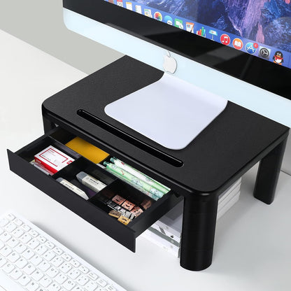 Monitor Stand with Drawer - Laptop Stand for Desk, 4 Height Adjustable Monitor Riser and Cellphone Holder, Computer Stand for Printer, Notebook, Home, Office