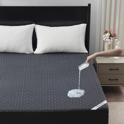 【Summerwins】Bedlore Waterproof Fitted Sheet - Soft & Breathable Mattress Protector,4-Grid Pattern,Stretch Pockets Fit 6-18" Mattresses,Waterproof Sheet, Protective Sheets, Spillproof Fitted Sheets