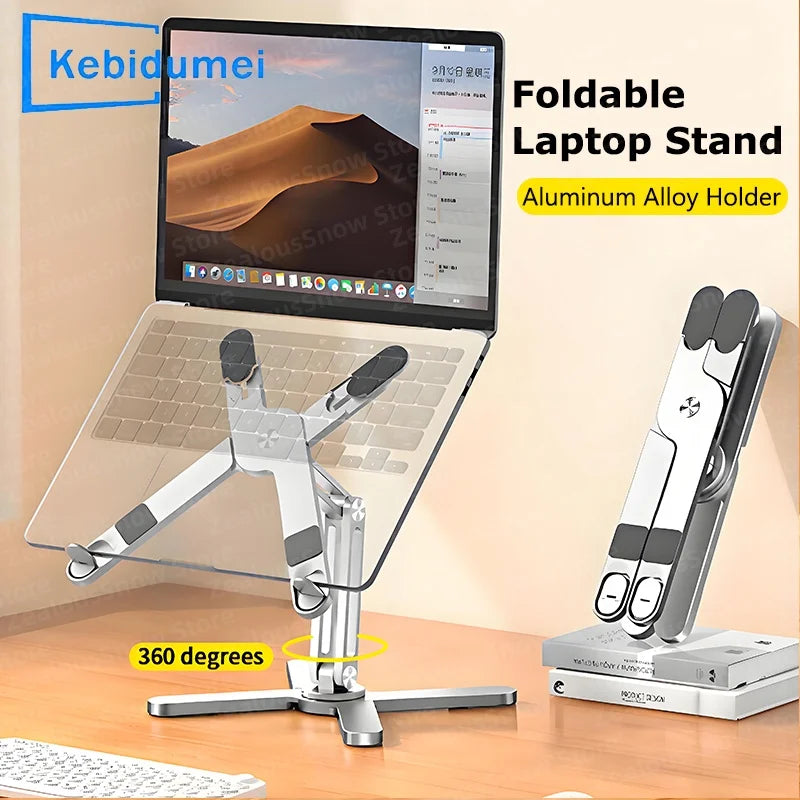 Foldable Laptop Stand 360°Rotating Portable Notebook Bracket Heat Dissipation Aluminum Alloy Holder for Laptop Ipad Tablet Dock