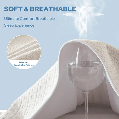 【Summerwins】Bedlore Waterproof Fitted Sheet - Soft & Breathable Mattress Protector,4-Grid Pattern,Stretch Pockets Fit 6-18" Mattresses,Waterproof Sheet, Protective Sheets, Spillproof Fitted Sheets