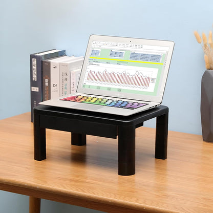 Monitor Stand with Drawer - Laptop Stand for Desk, 4 Height Adjustable Monitor Riser and Cellphone Holder, Computer Stand for Printer, Notebook, Home, Office